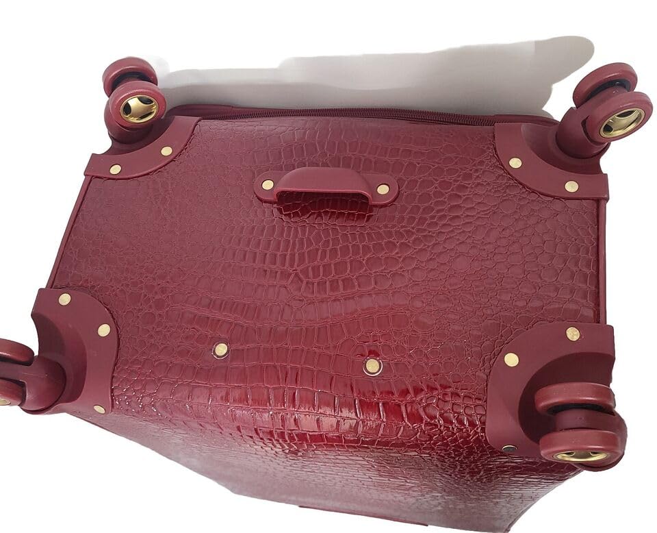 Samantha Brown 30" Exp Spinner luggage - Durable croco-embossed PVC - Burgundy -