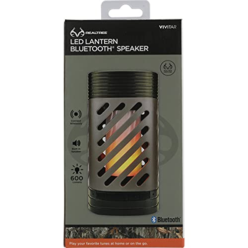 Realtree® LED Lantern Rechargeable Outdoor Speakers, Portable Bluetooth Speakers with 600 Lumen LED Light, USB Rechargeable Wireless Speakers for Garden Porch Outside Parties