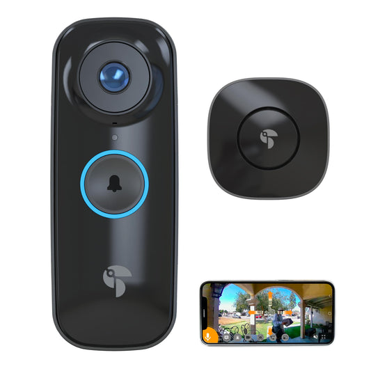 TOUCAN Wireless Waterproof Night Vision 180 Degree Full HD Video Doorbell, Compatible with Alexa