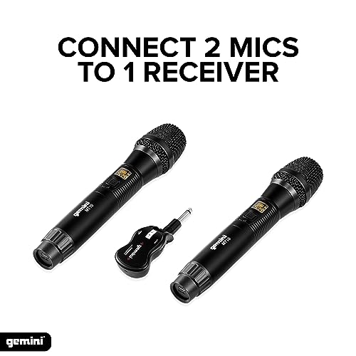 Gemini Sound Pro Audio GMU Plug and Sing Karaoke DJ Bluetooth Wireless UHF Band Handheld Microphone with Cordless 1/4" Inch Jack Transmitter Adapter for Speakers
