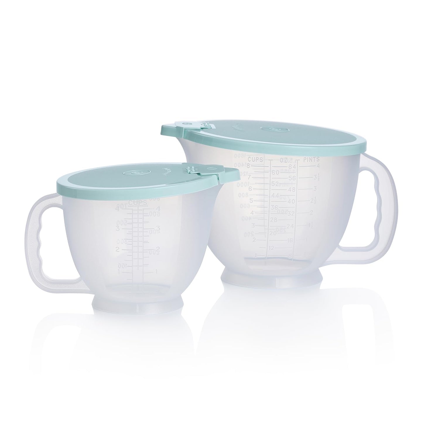 Tupperware Classic Mix-N-Store Pitcher Set in Aquamarine - Dishwasher Safe & BPA Free - (2 Bowls + 2 Lids)