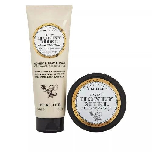 PERLIER HONEY + RAW SUGAR BATH CREAM AND MELT-IN BODY BUTTER SET